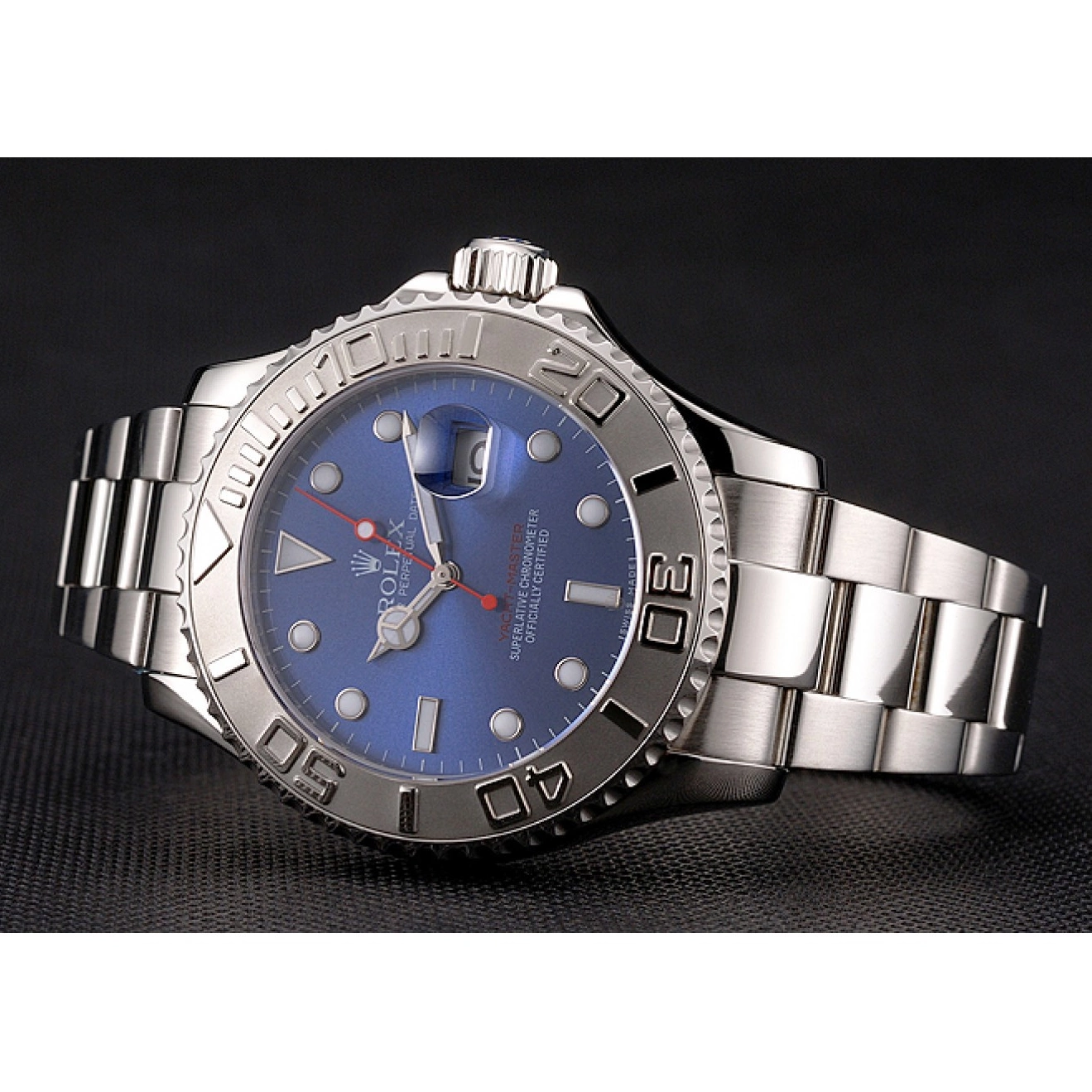Rolex copies cheap Blue Stainless And Case Rolex Steel Dial Bracelet Yacht-Master 0606